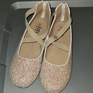 Glittery Flats with Cross Straps